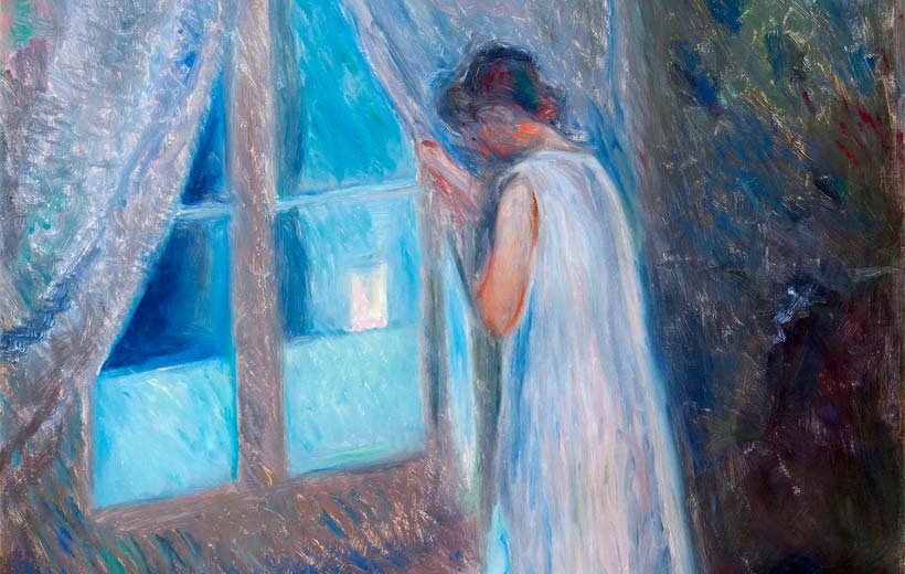 نقاشی دختر کنار پنجره